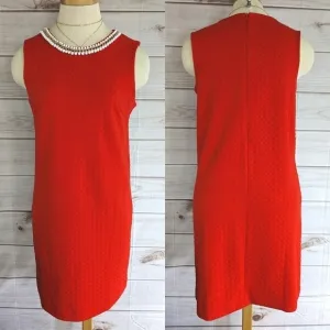 Cynthia Rowley Checkered Shift Dress with Beaded Chain Collar in Sienna Sz Small