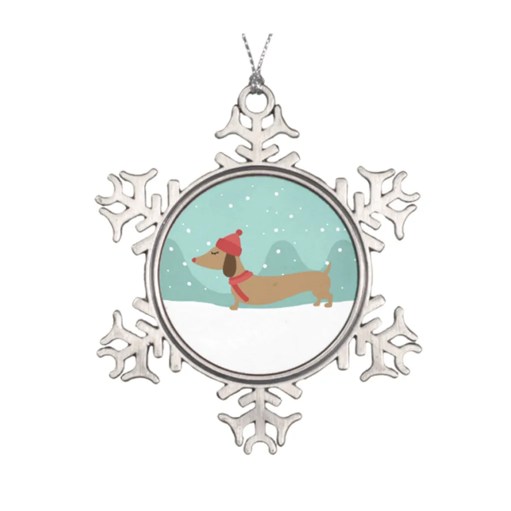Dachshund Through the Snow Christmas Ornament