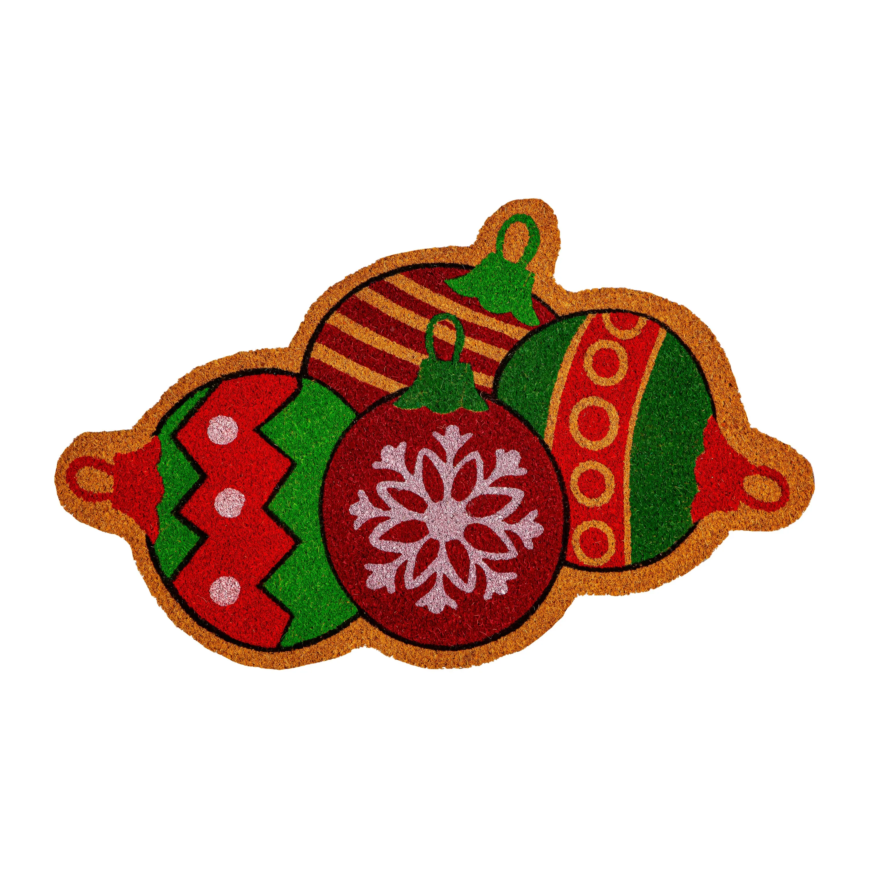 Deck the Halls Ornament Shaped Coir Mat,2rm1397