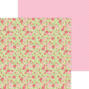 Doodlebug - Gingerbread Kisses Collection - 12x12 Single Sheets / Berry Floral - 8327