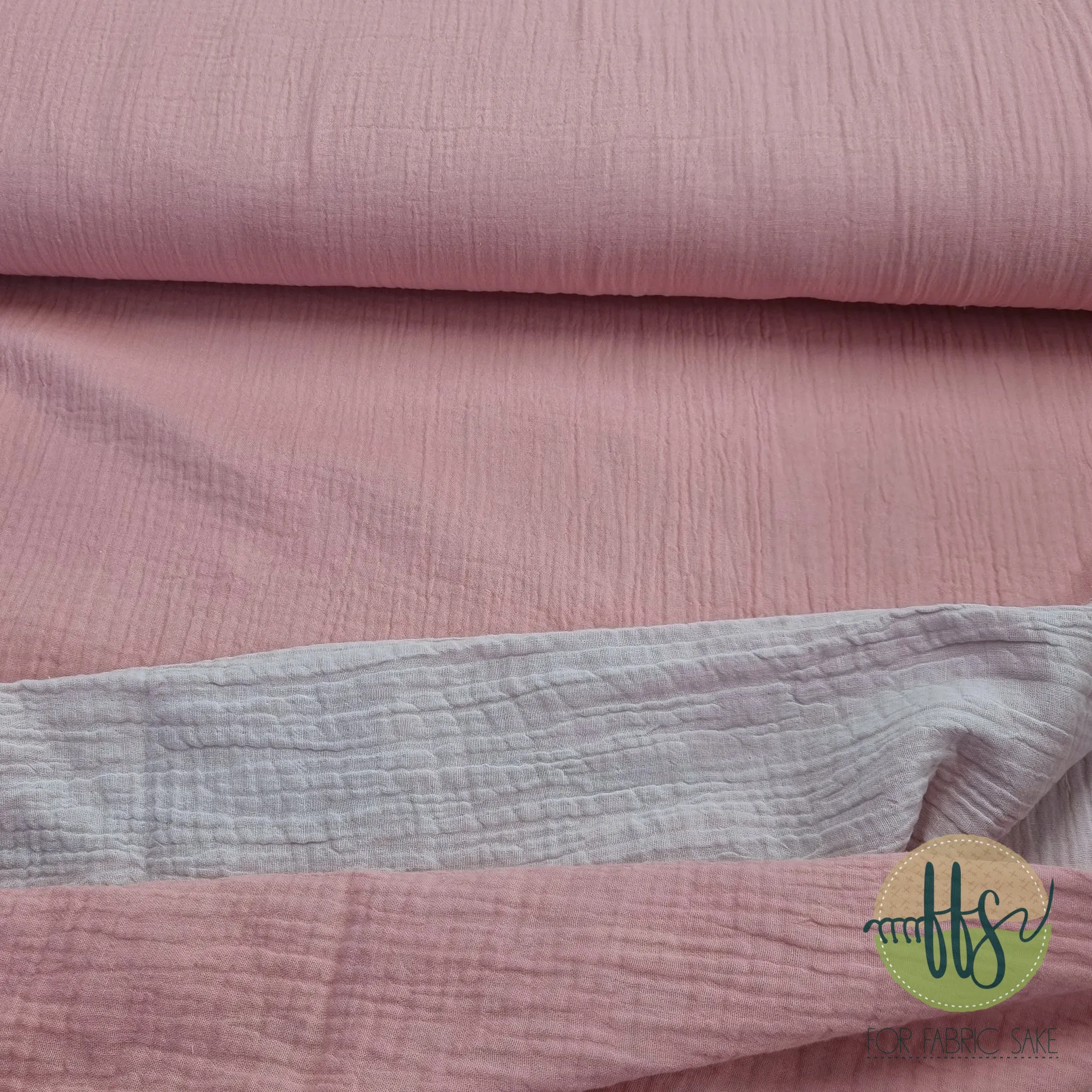 Double sided Old rose/light grey- Double Gauze