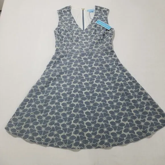 Draper James Dress Womens Size 2 NWT Sleeveless Embroidered Chambray Love Circle