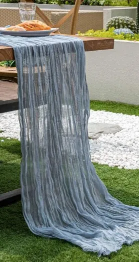 Dusty Blue Cheesecloth Table Runner