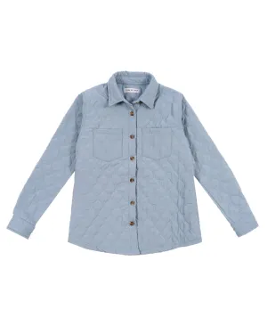 Dusty Blue Cotton Quilted Shacket