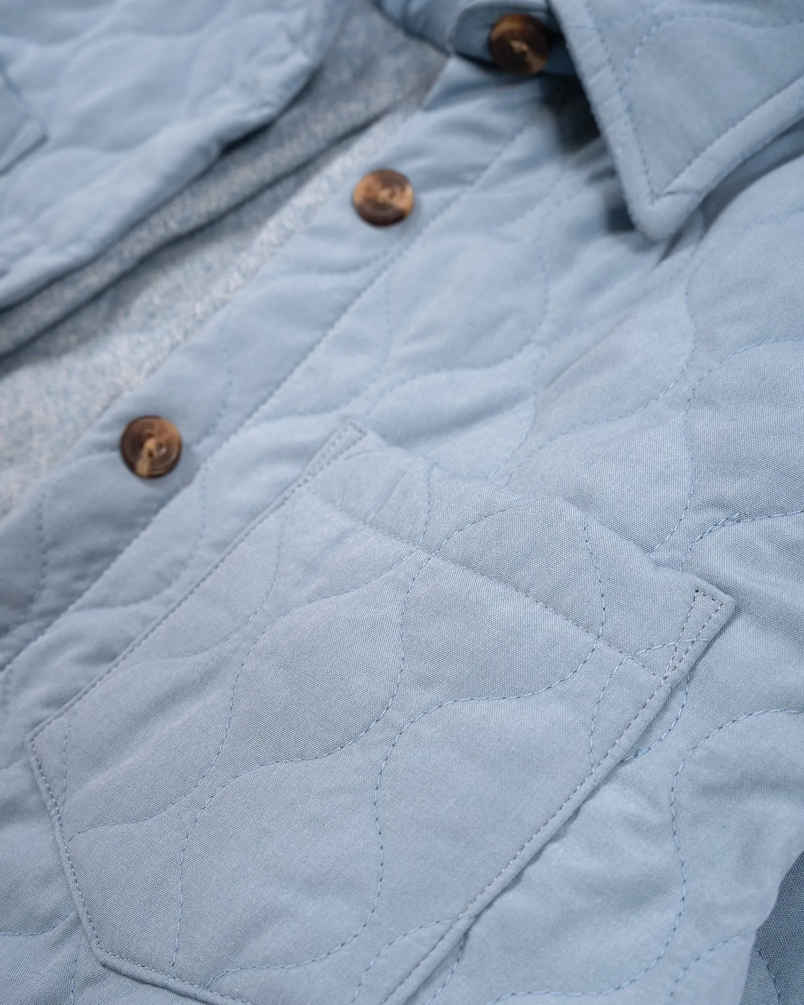 Dusty Blue Cotton Quilted Shacket