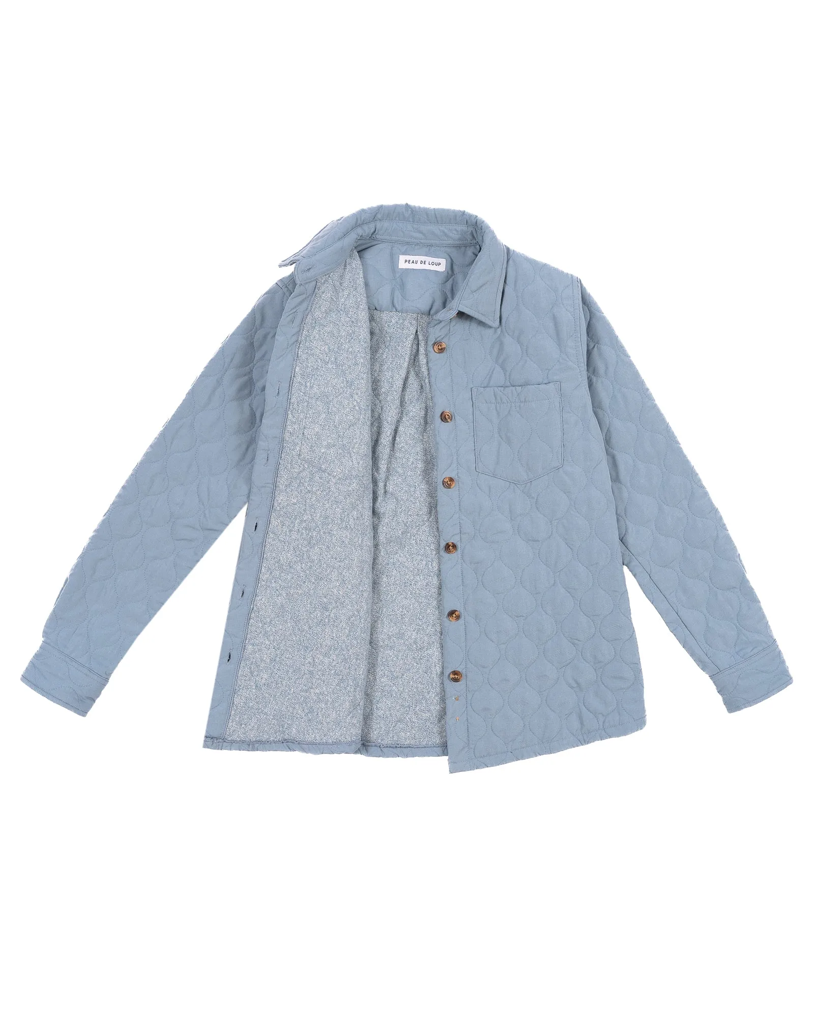 Dusty Blue Cotton Quilted Shacket