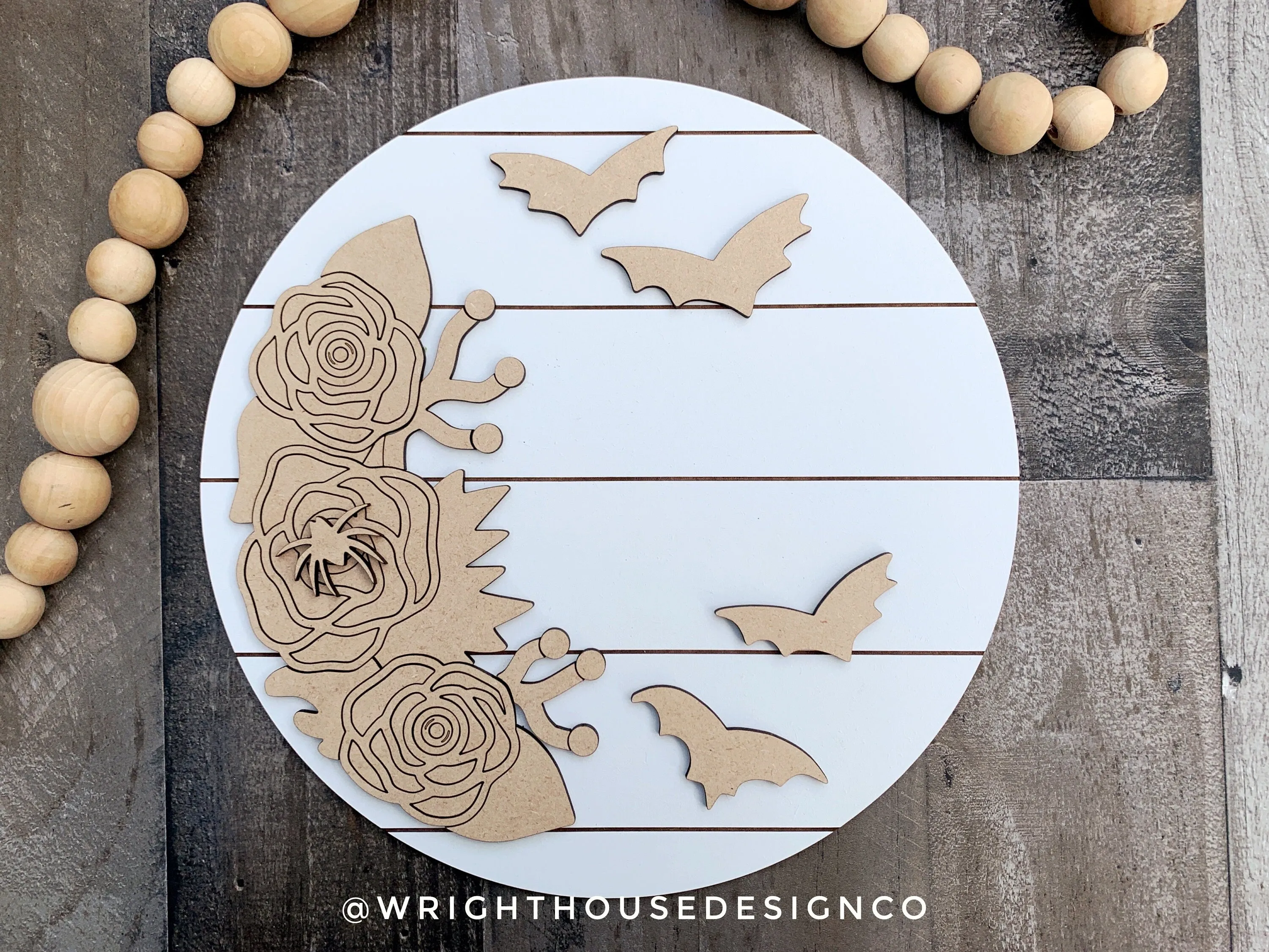 Eerie Eyeball Roses Halloween Door Hanger Round - Seasonal Sign Making Floral and DIY Kits - Cut File For Glowforge Laser - Digital SVG File