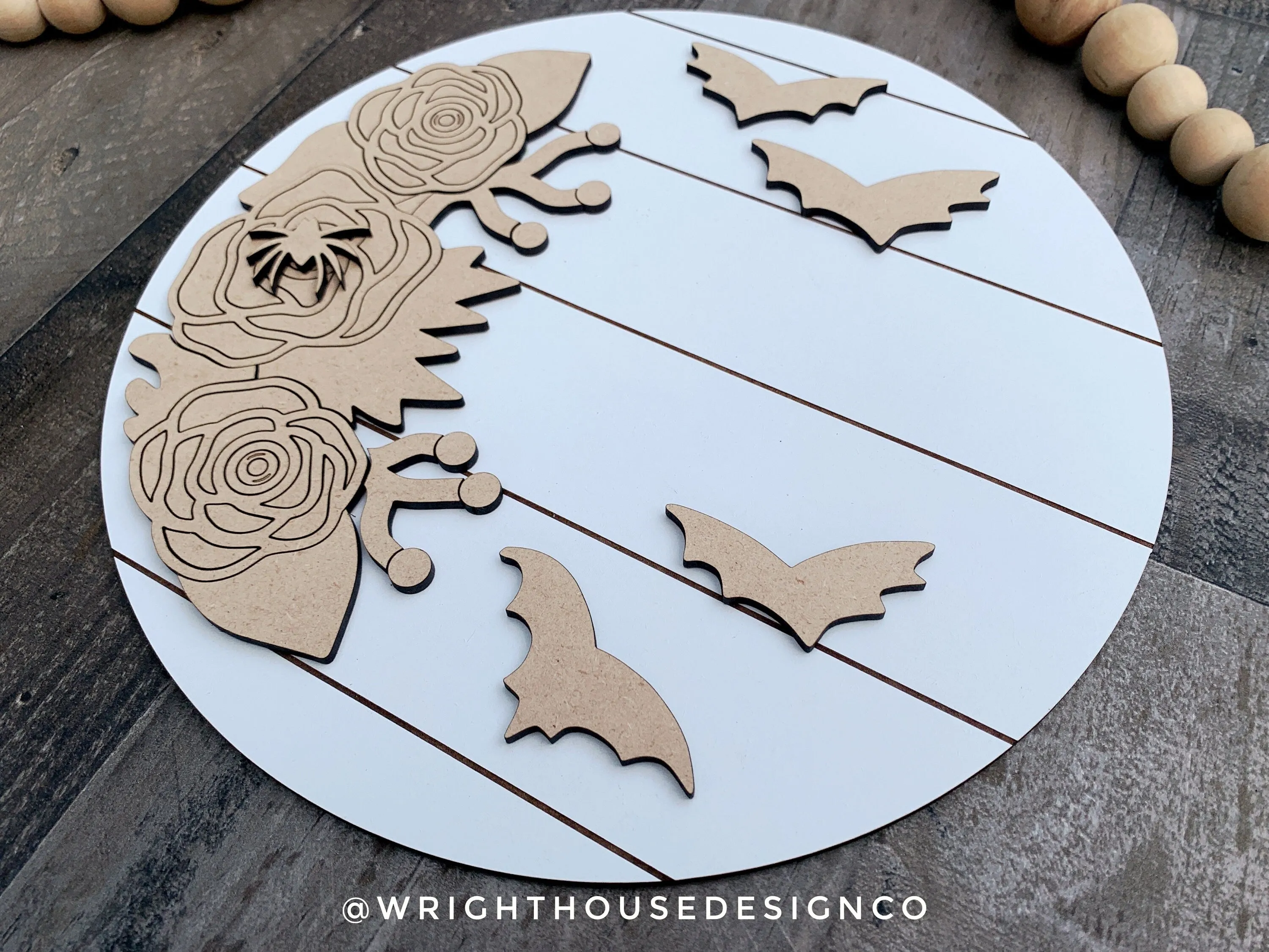 Eerie Eyeball Roses Halloween Door Hanger Round - Seasonal Sign Making Floral and DIY Kits - Cut File For Glowforge Laser - Digital SVG File