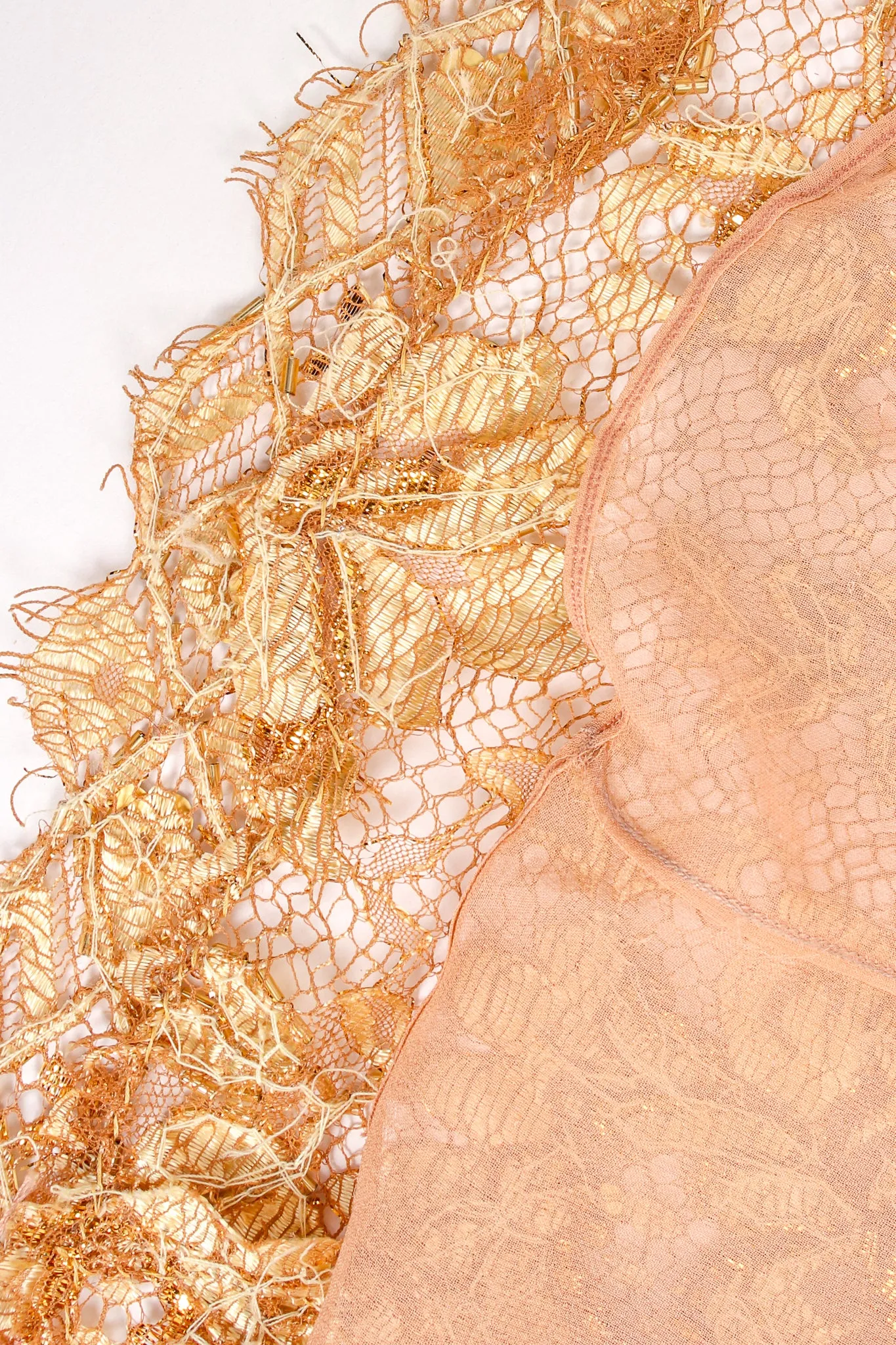 Embellished Metallic Lace Gown