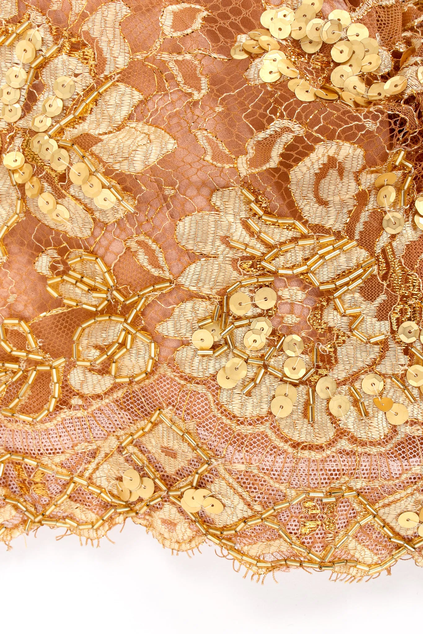 Embellished Metallic Lace Gown