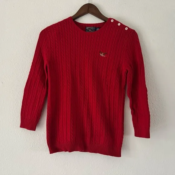 Embroidered Ralph Lauren American Living Patriotic Preppy Sweater Cotton Small