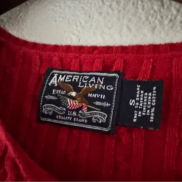 Embroidered Ralph Lauren American Living Patriotic Preppy Sweater Cotton Small