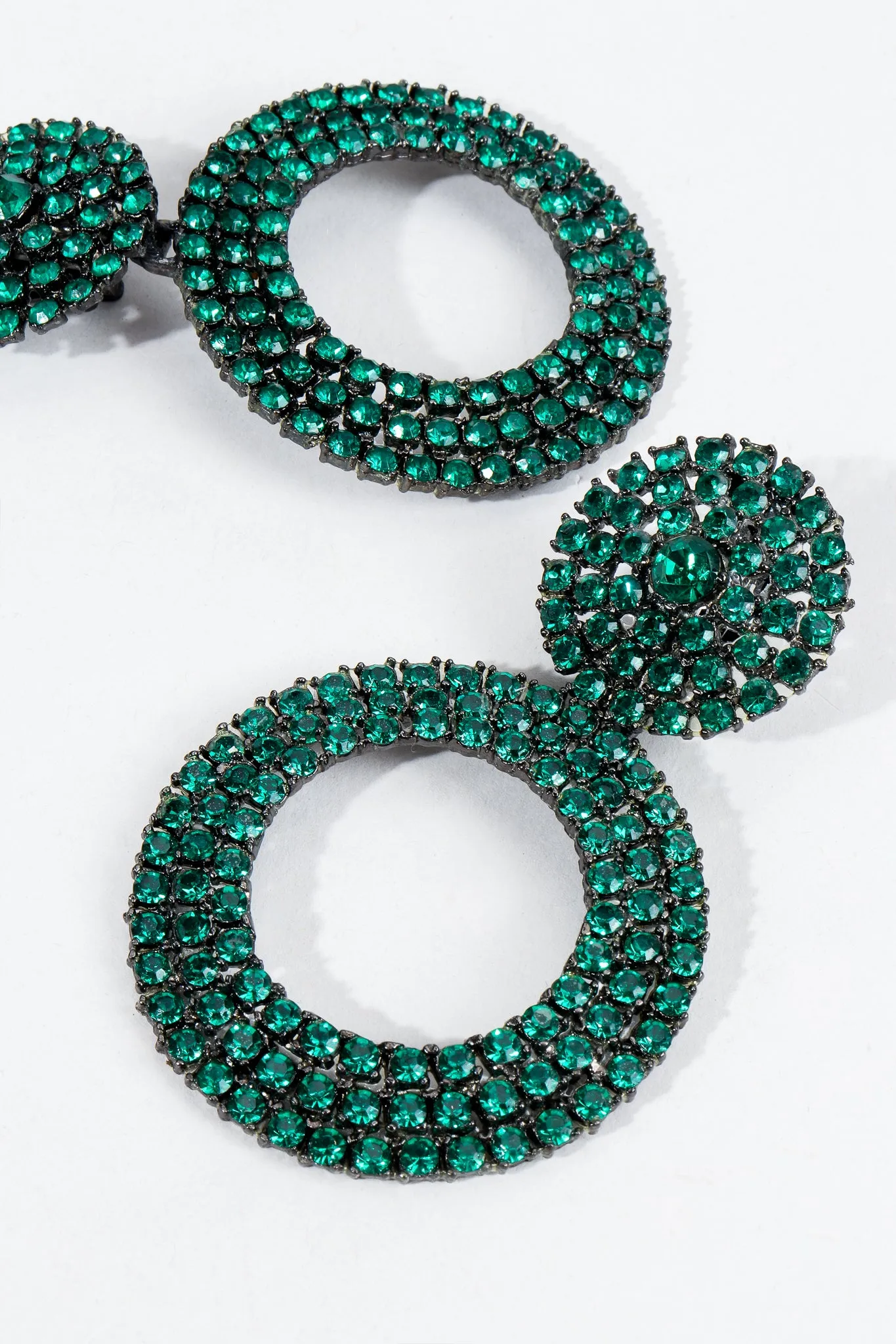 Emerald Hoop Drop Earrings