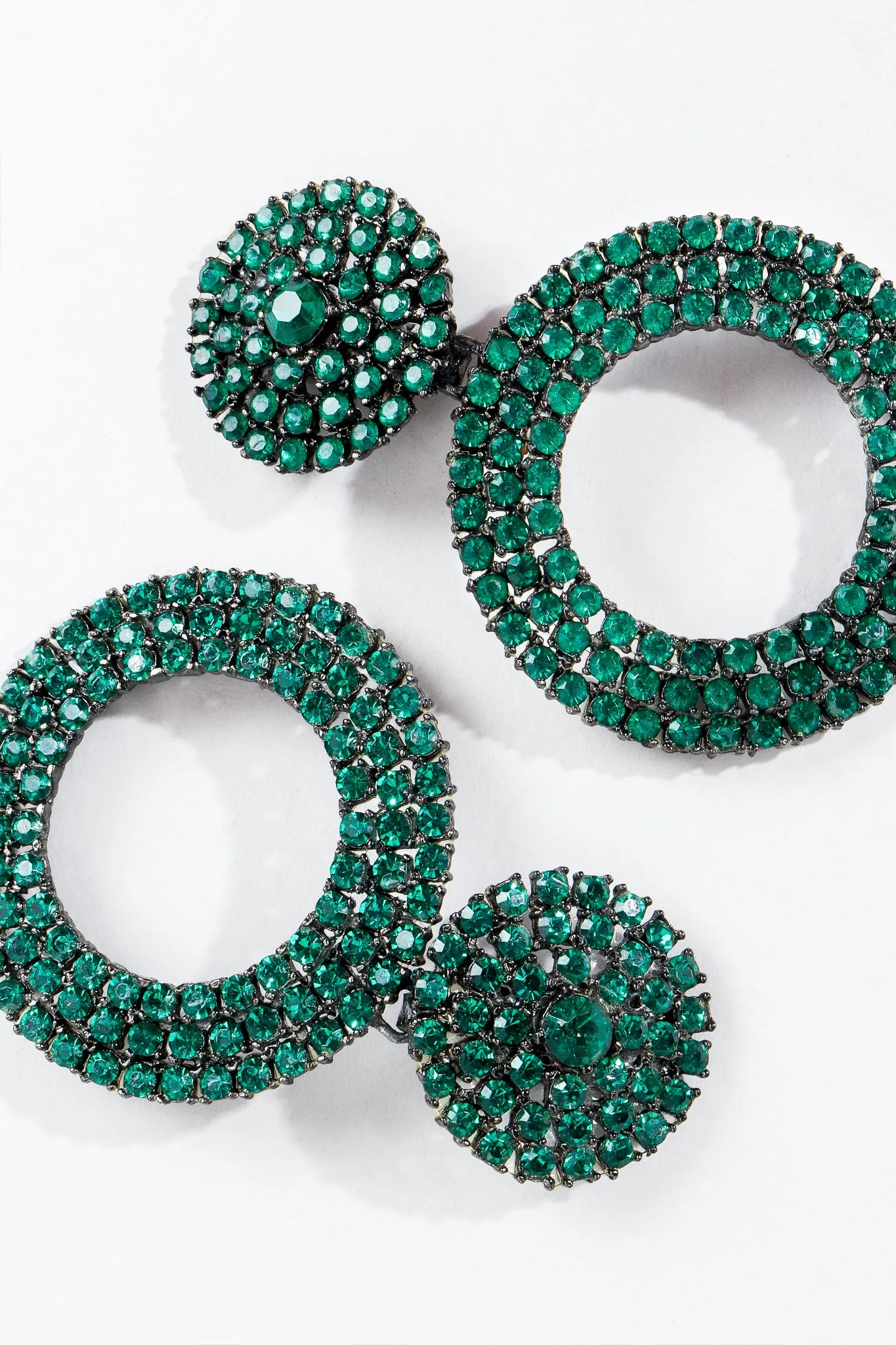Emerald Hoop Drop Earrings