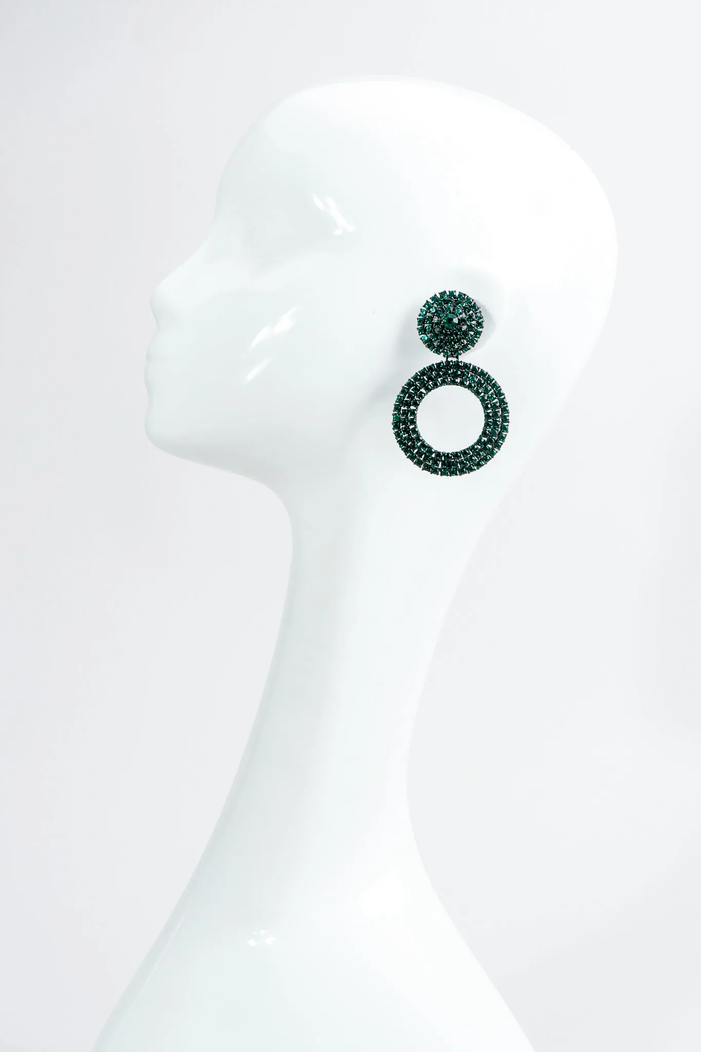 Emerald Hoop Drop Earrings