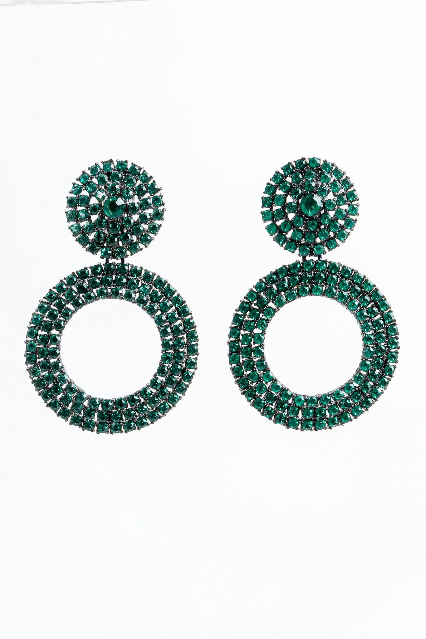 Emerald Hoop Drop Earrings
