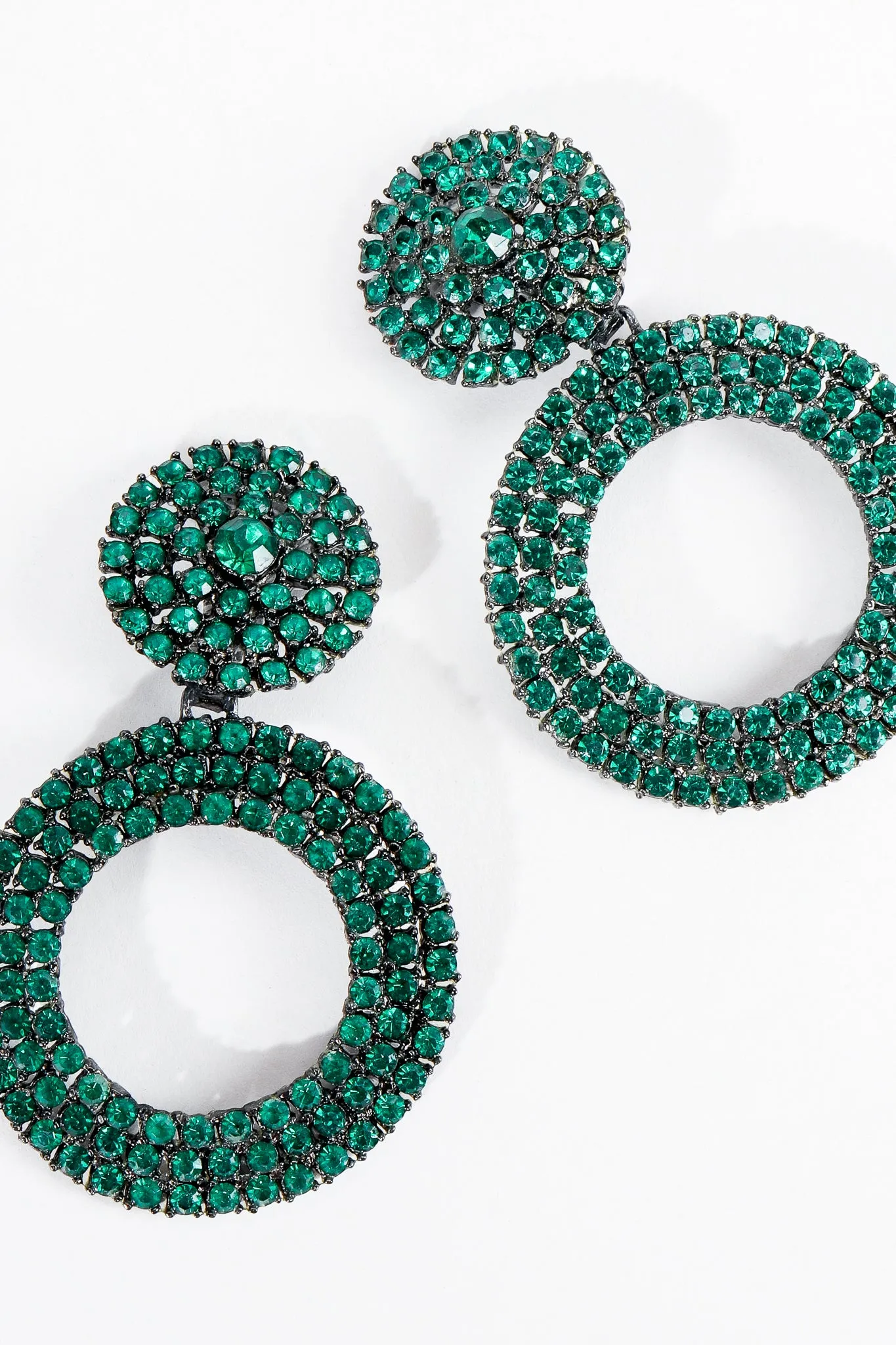 Emerald Hoop Drop Earrings