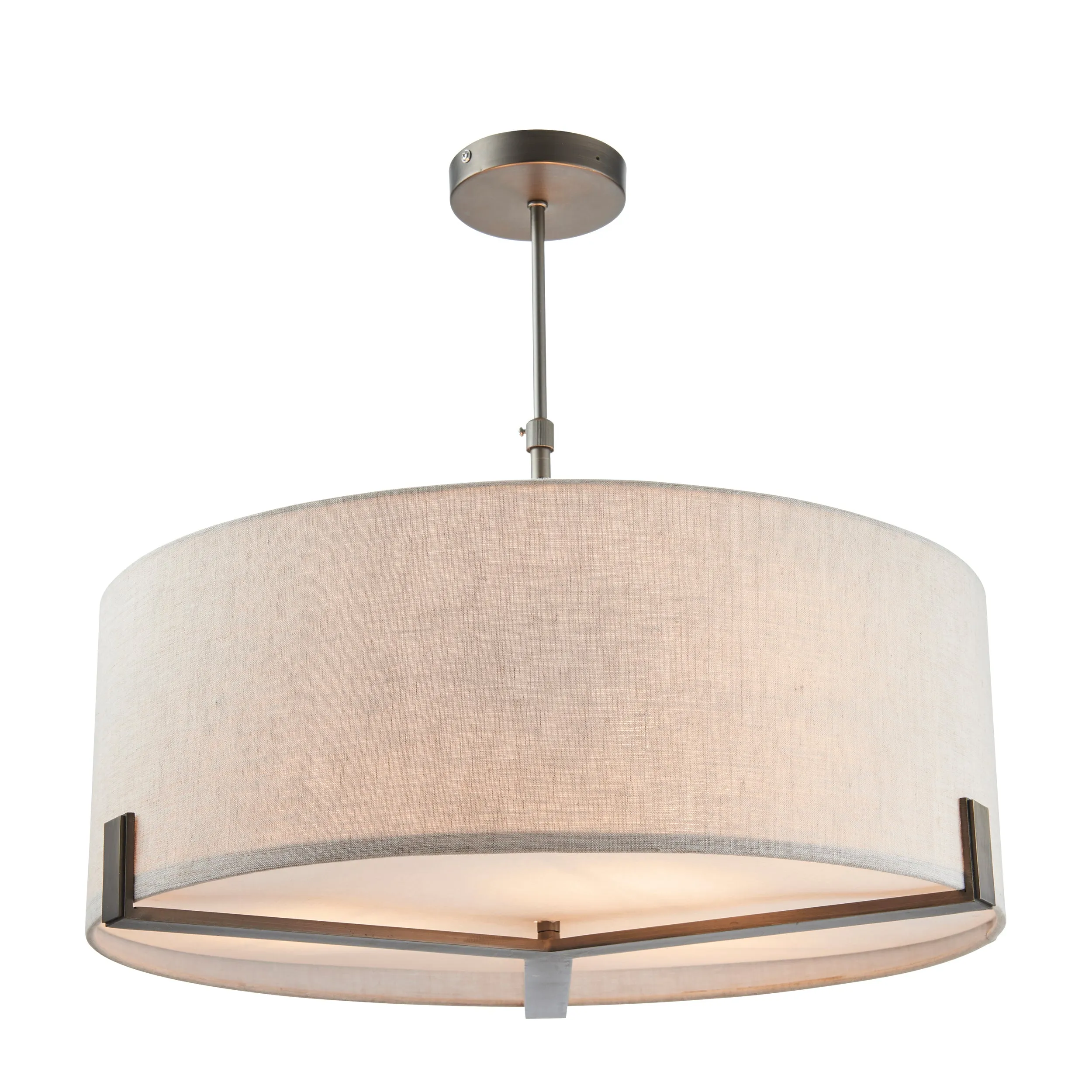 Endon 72635 Hayfield 3lt Pendant Brushed bronze finish & natural linen 3 x 40W E27 GLS (Required)