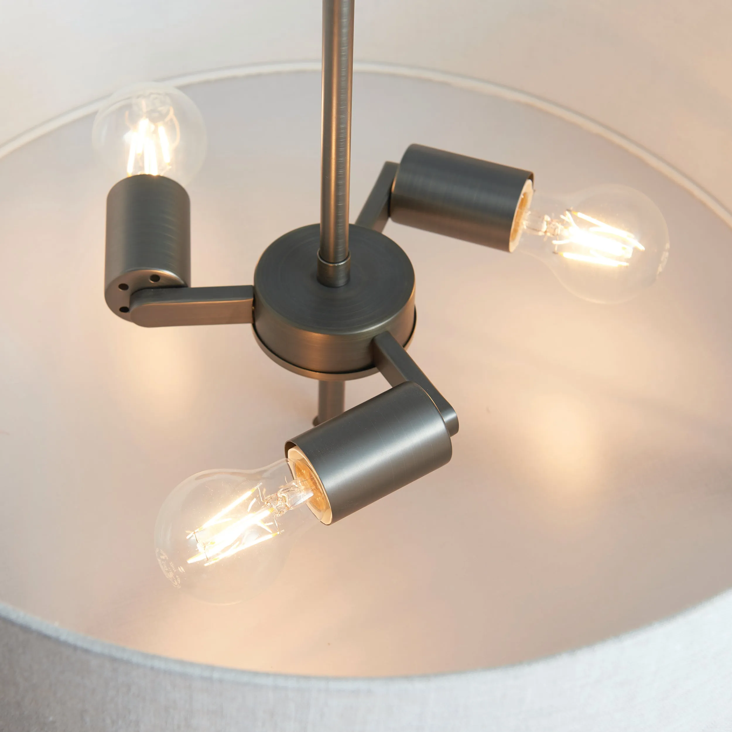 Endon 72635 Hayfield 3lt Pendant Brushed bronze finish & natural linen 3 x 40W E27 GLS (Required)