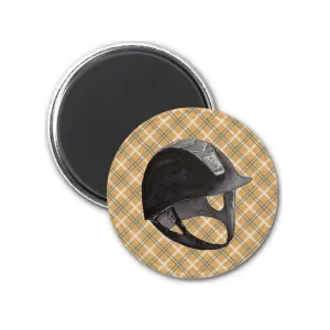 Equestrian Magnet - Adorable 3-inch round magnet featuring a riding helmet, a delightful gift for horse enthusiasts.