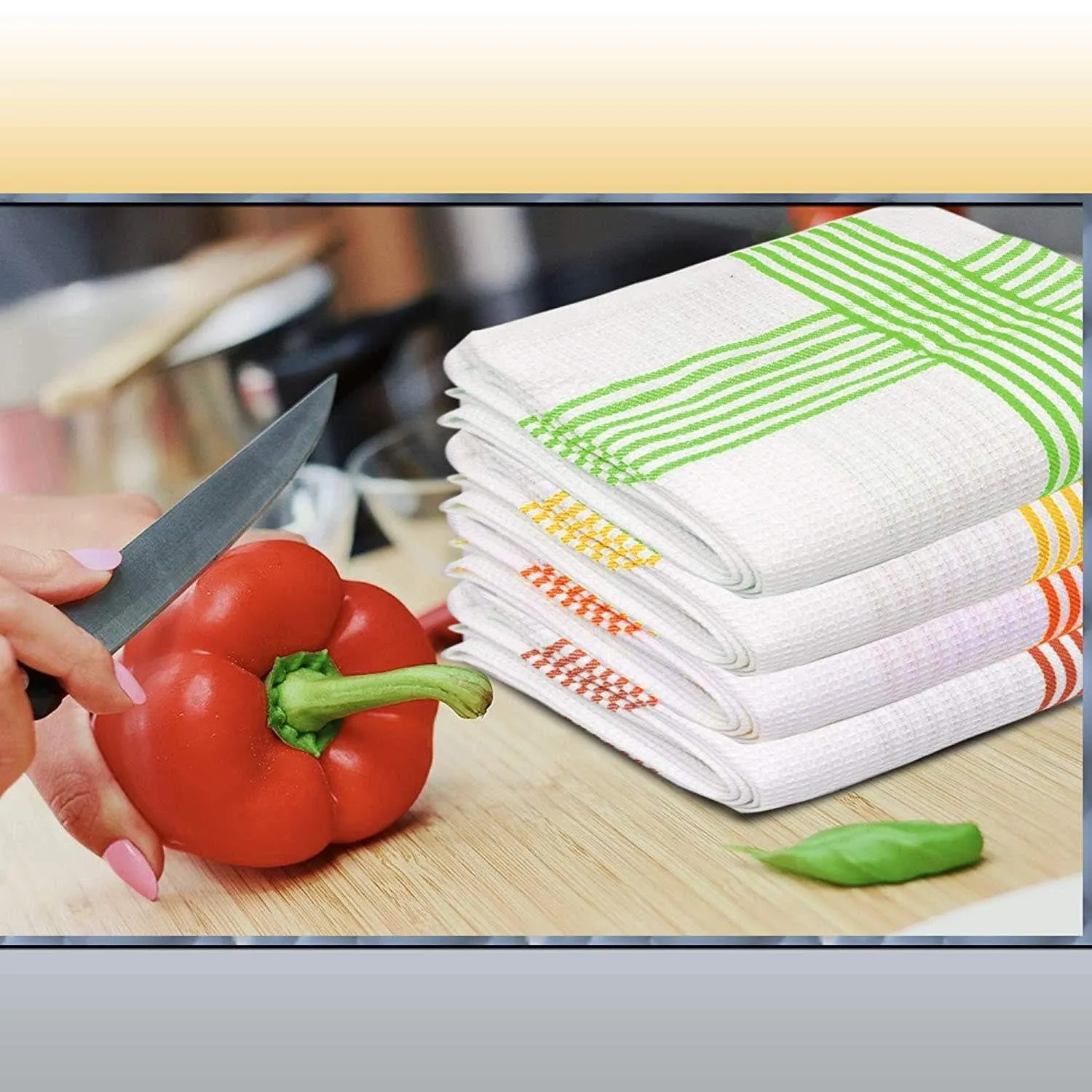 Everest Waffle Weave Cotton Kitchen Towels – Premium Absorbent Dish Cloths