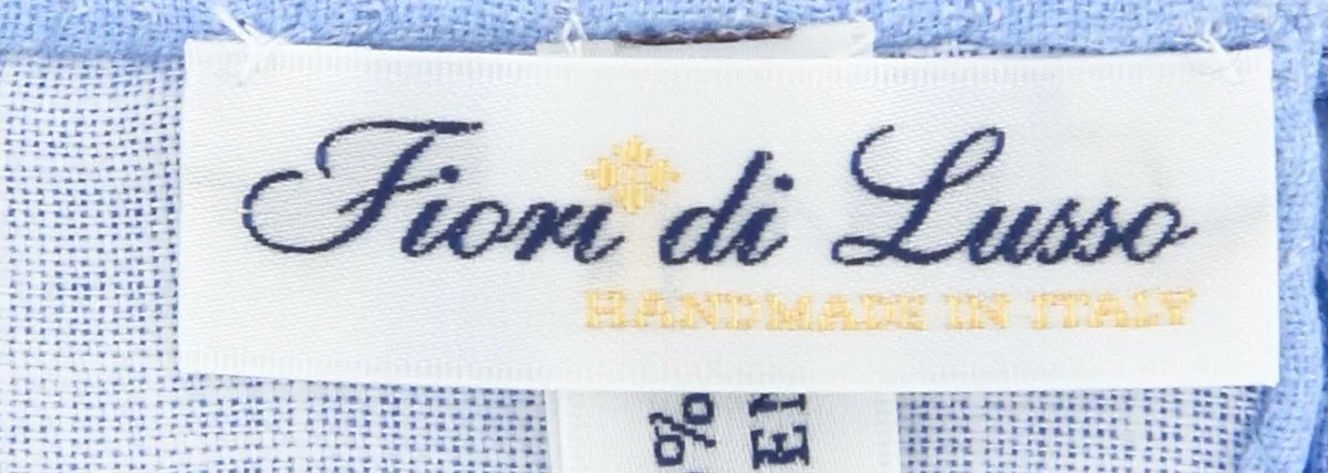 Fiori Di Lusso Light Blue Linen Pocket Square