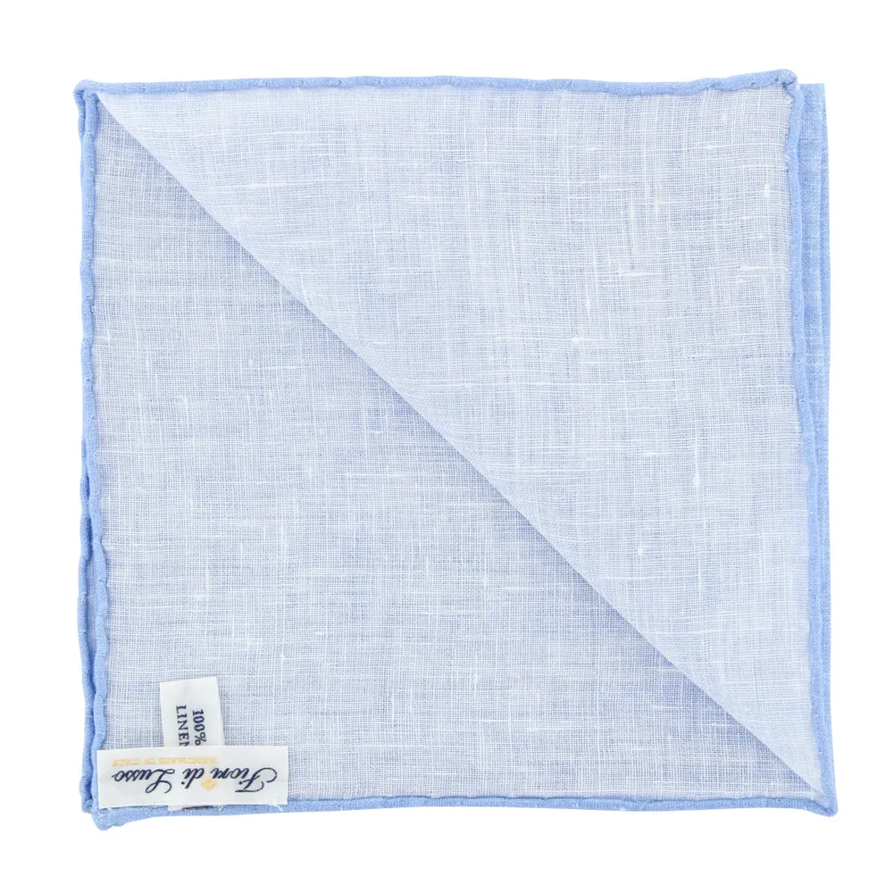 Fiori Di Lusso Light Blue Linen Pocket Square