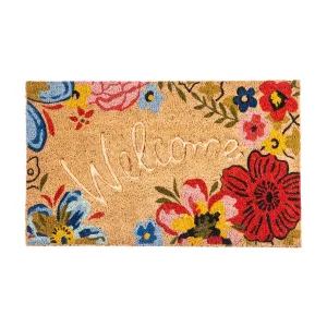 Floral Debossed Welcome Coir Mat,2rm521