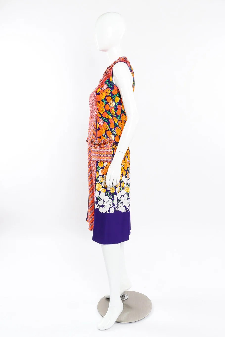 Floral Lamé Knit Sequin Dress