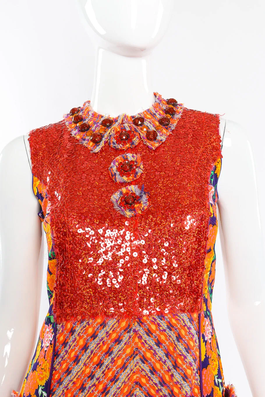 Floral Lamé Knit Sequin Dress