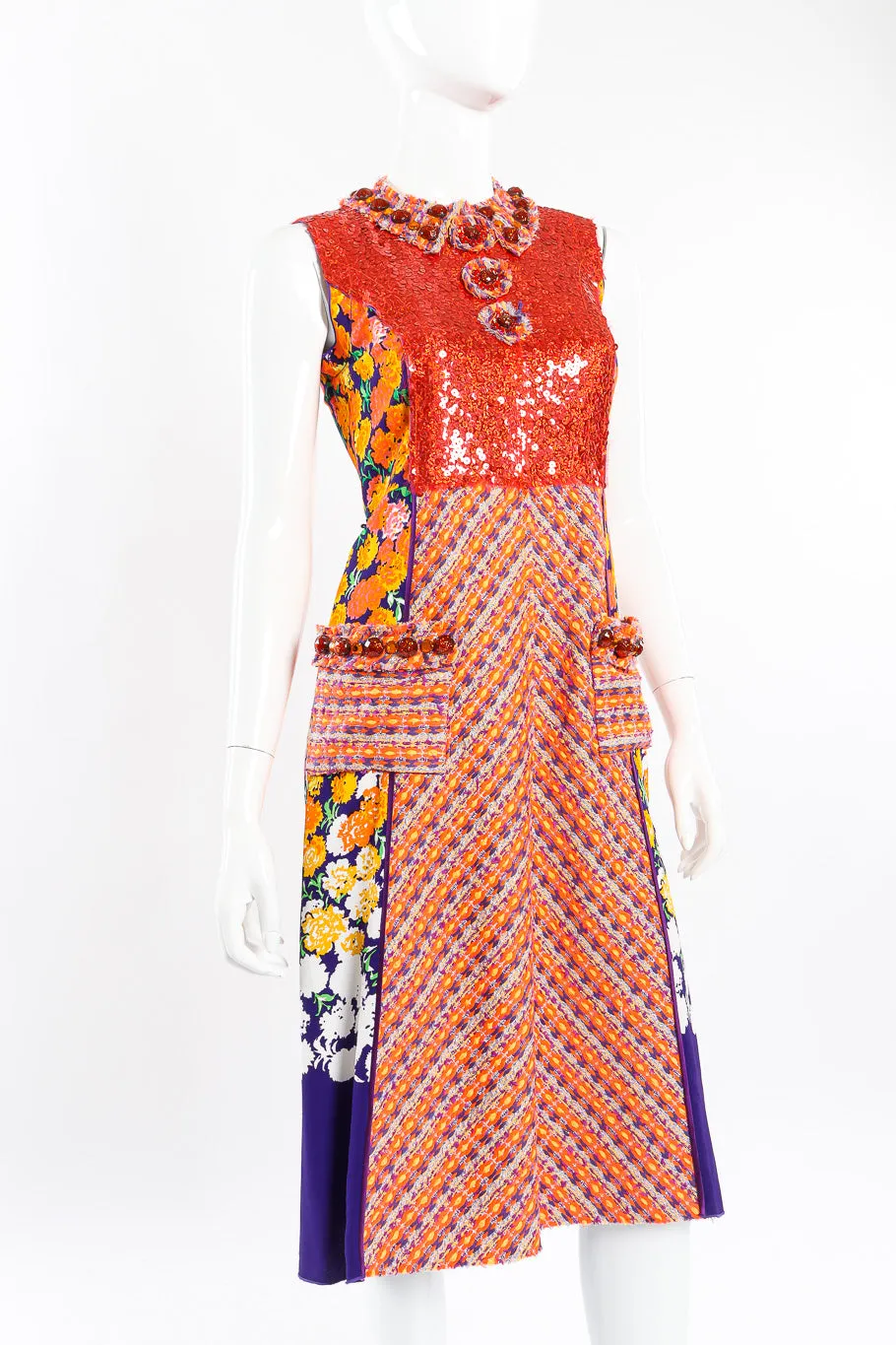 Floral Lamé Knit Sequin Dress