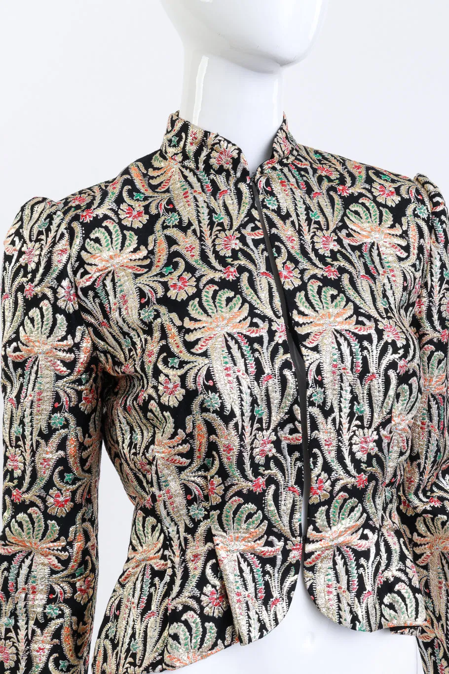 Floral Lamé Peplum Jacket