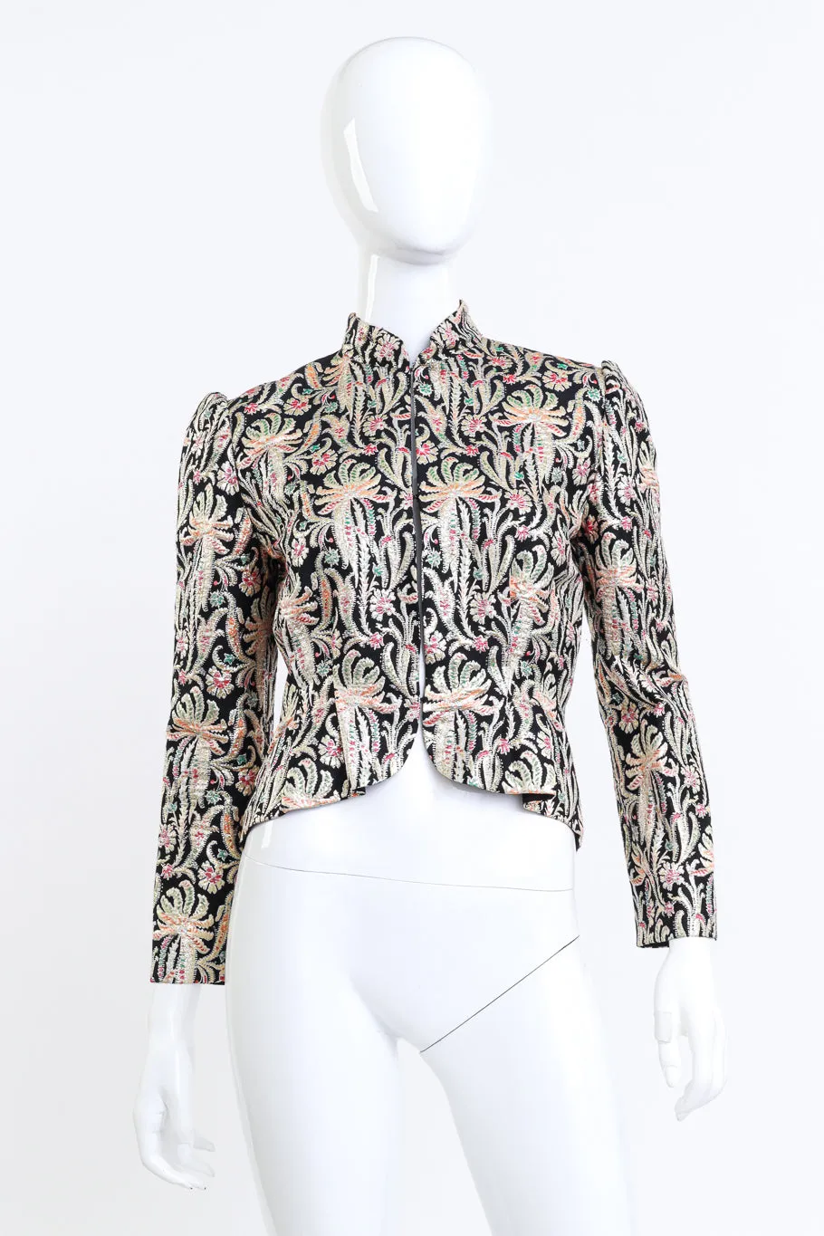 Floral Lamé Peplum Jacket