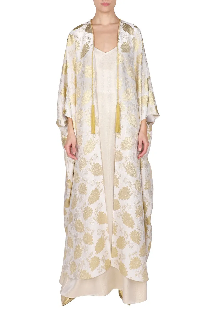 Flower Brocade Cover up with Tassels