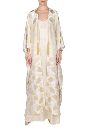 Flower Brocade Cover up with Tassels