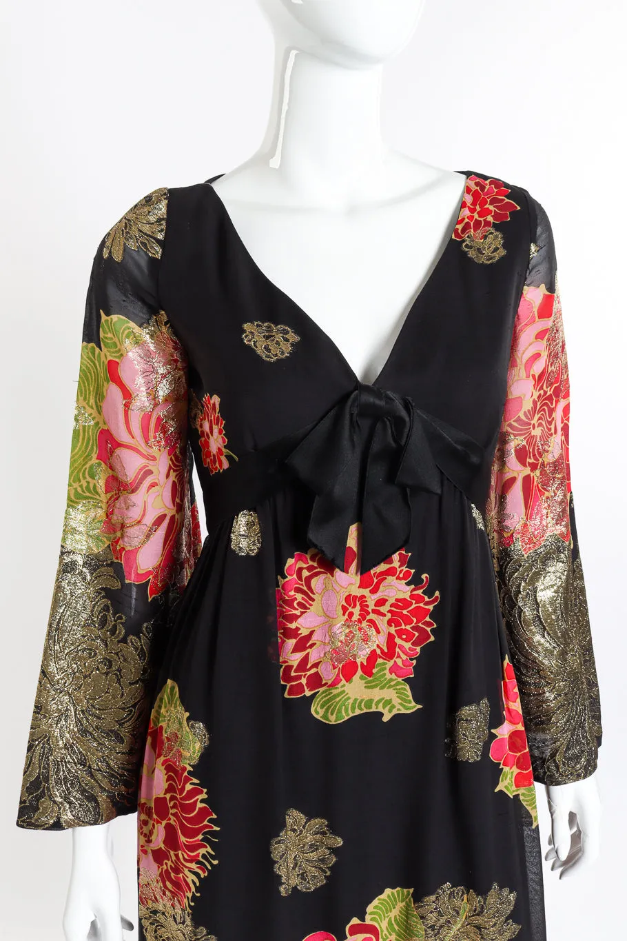 Flower Lamé Silk Dress