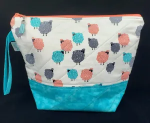 Fluffy Sheep - Blue - Project Bag - Medium