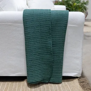 Forest Green Waffle Throw