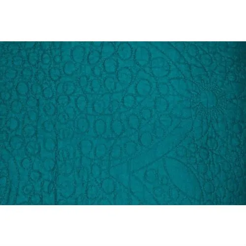 Full / Queen size 100% Cotton Quilted Bedspread in Turquoise
