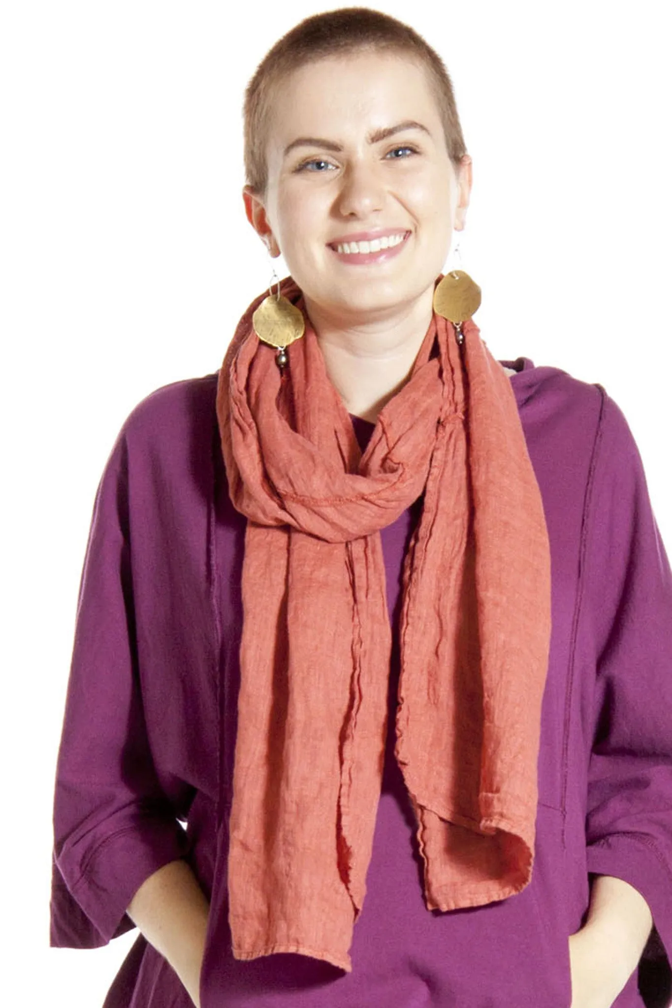 Gauzy Linen Scarf UnPrinted-Blue Fish Clothing