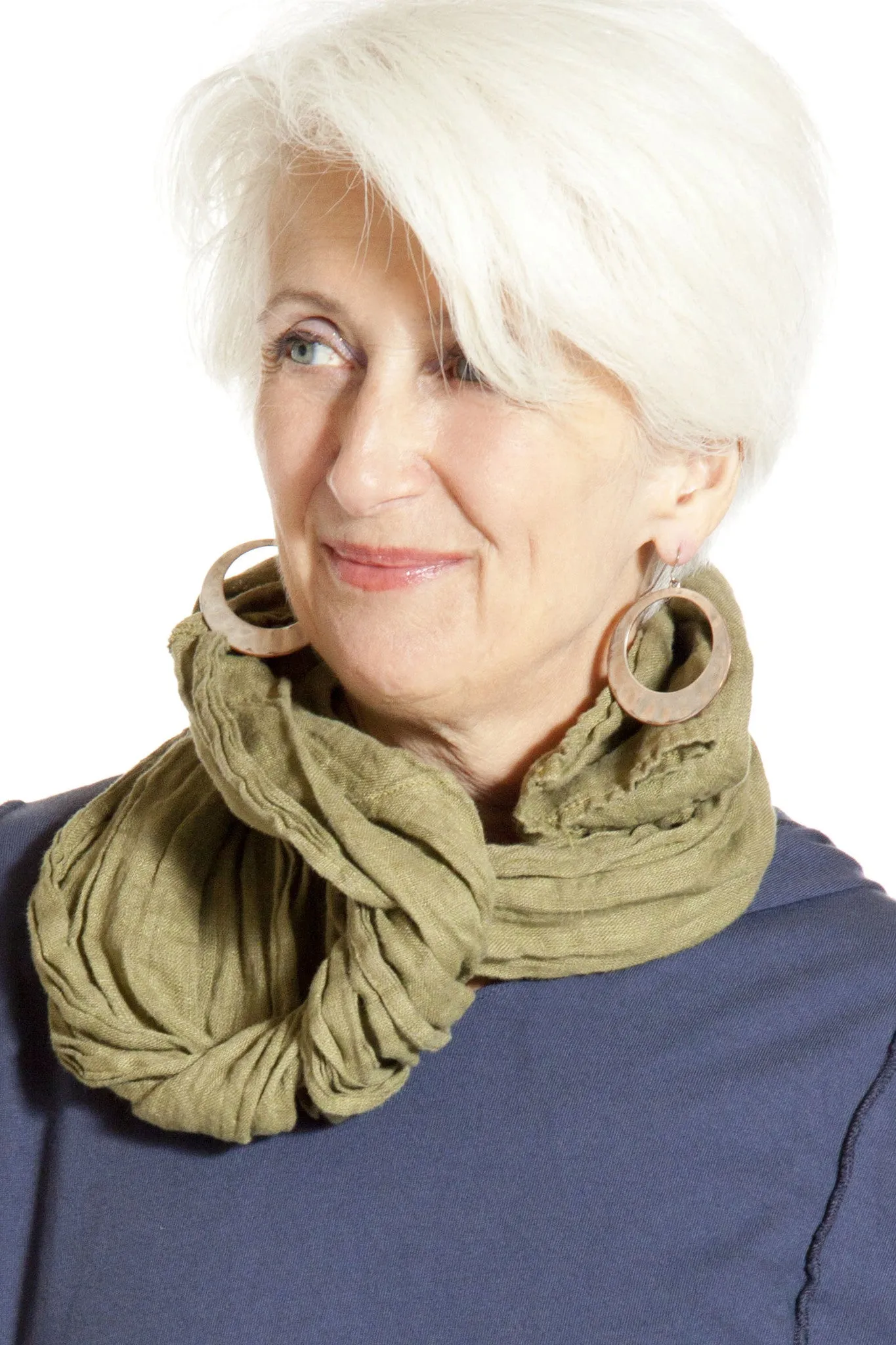 Gauzy Linen Scarf UnPrinted-Blue Fish Clothing