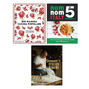 Gennaro's Italian Bakery, Nom Nom Italy In 5 Ingredients & Big Mamma Cucina Popolare 3 Books Set