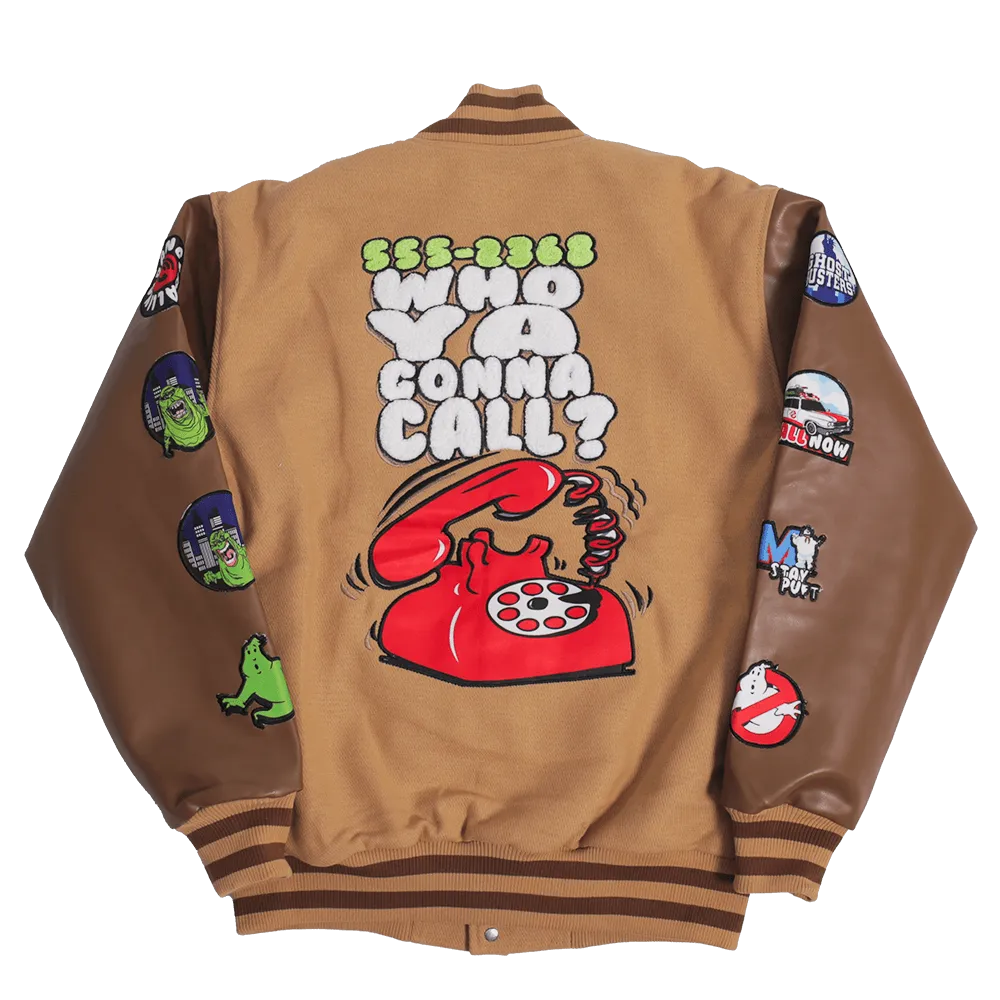GHOSTBUSTERS SERVICE CALL VARSITY JACKET BROWN