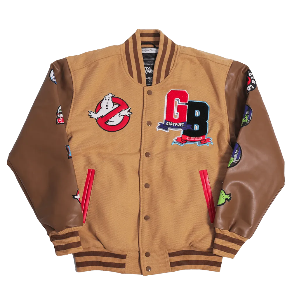 GHOSTBUSTERS SERVICE CALL VARSITY JACKET BROWN
