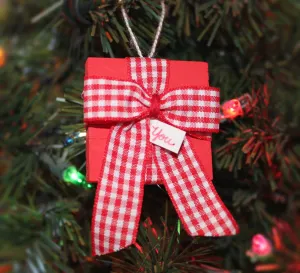Gift with Bow Wooden Christmas Ornaments
