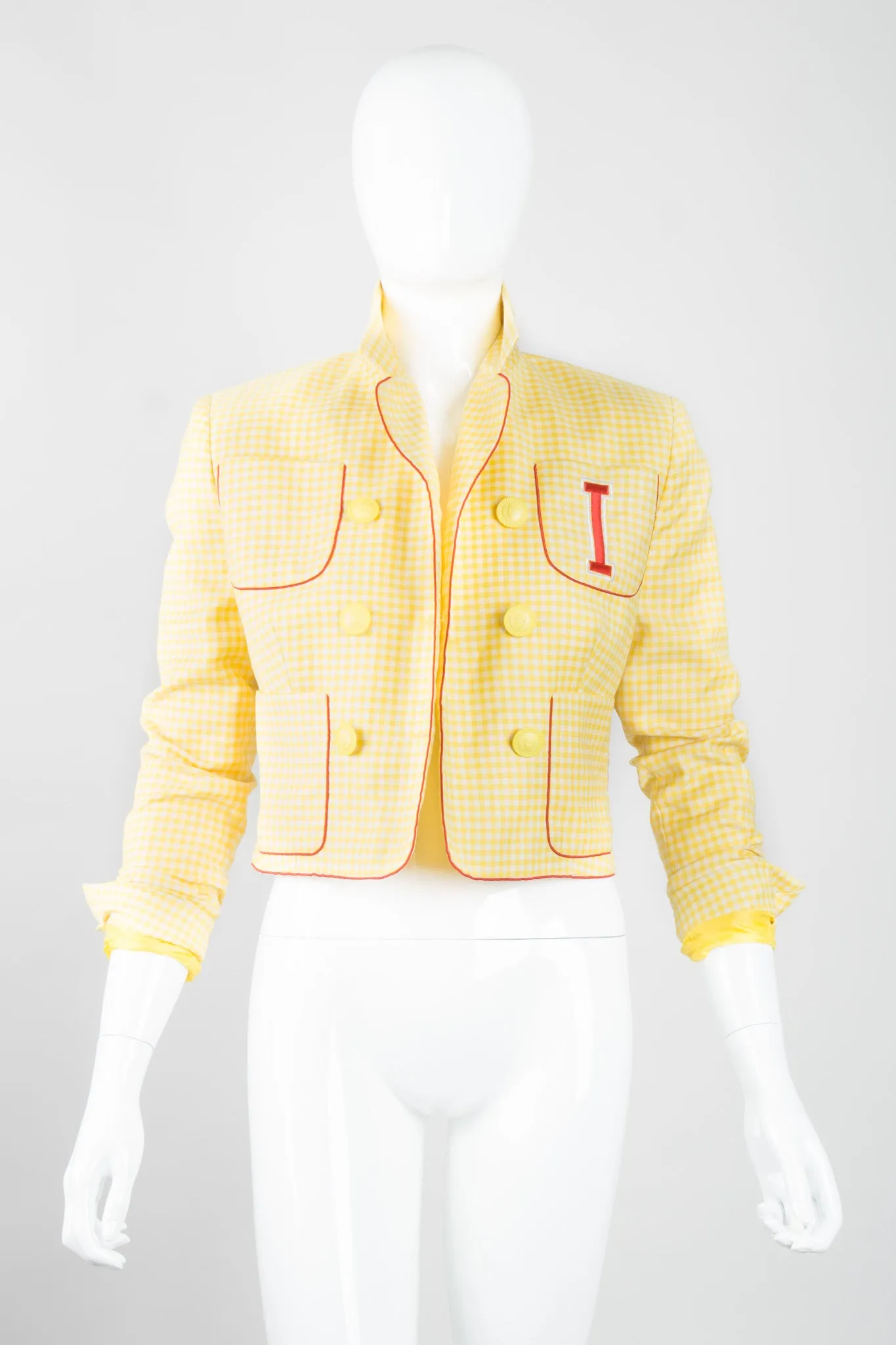 Gingham Double Breasted Letter Jacket