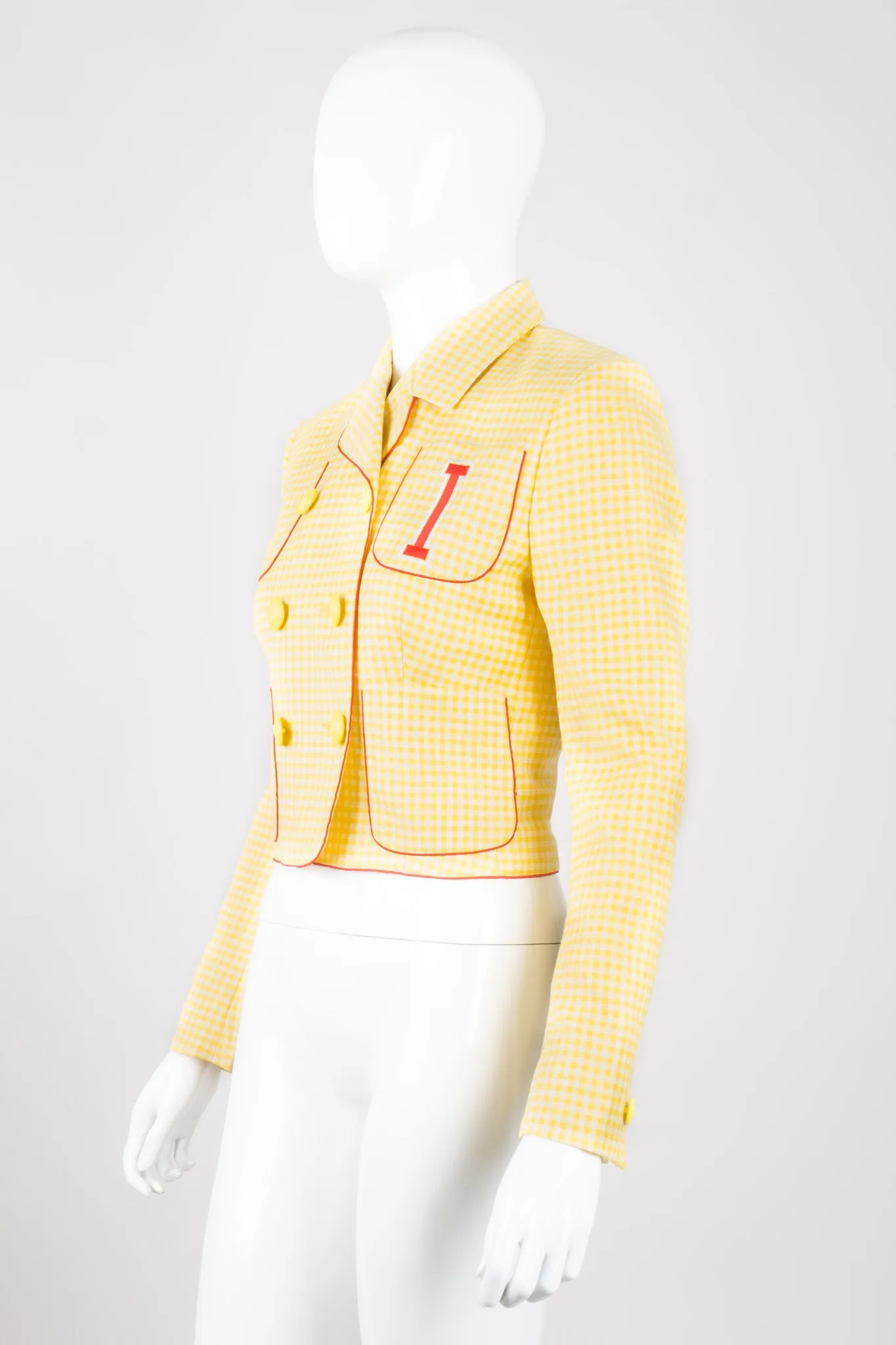 Gingham Double Breasted Letter Jacket