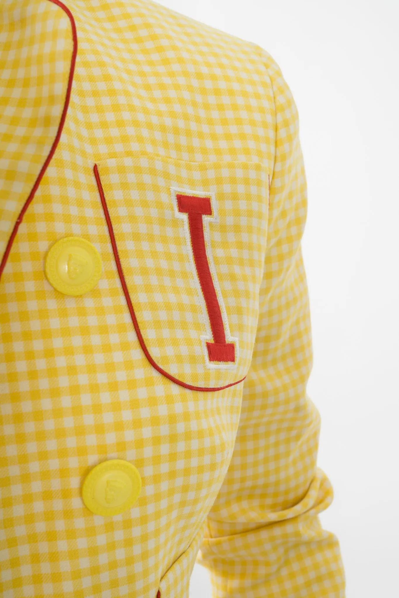 Gingham Double Breasted Letter Jacket