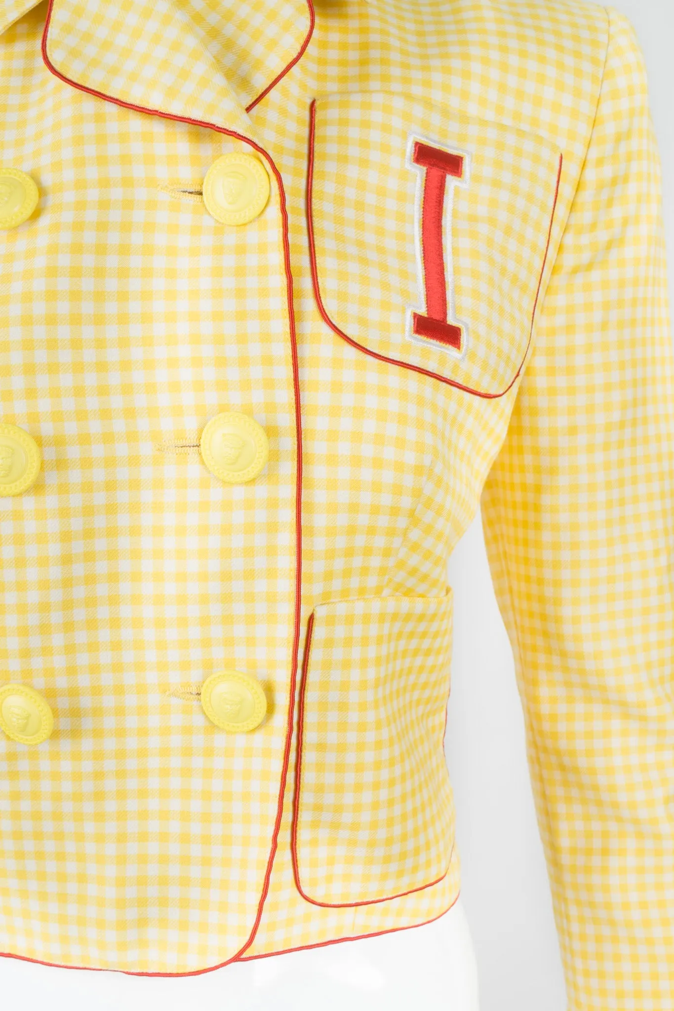 Gingham Double Breasted Letter Jacket