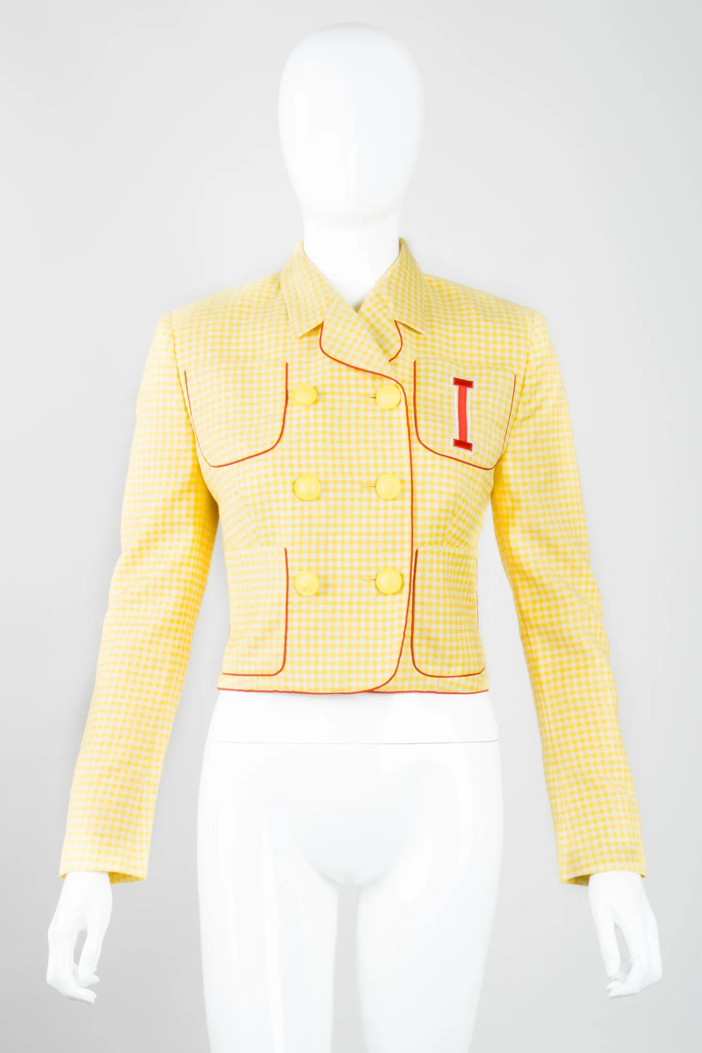 Gingham Double Breasted Letter Jacket